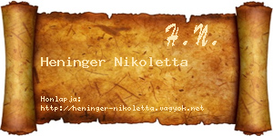 Heninger Nikoletta névjegykártya